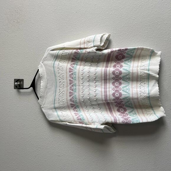 Vintage 80s Knitted Short Sleeve GrannyCore Sweater - Picture 2 of 5